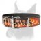 Excellent Quality Two-ply Leather Collar with Painting of Burning Flames