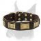Extraordinary Leather Collar With Brass Plates For Boxer