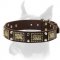 Exquisite Handcrafted Leather Collar for Boxer With Brass and Nickel-plated Decorations