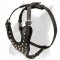 Boxer Leather Dog Harness with Metal Decoration