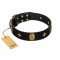"Star Powder" FDT Artisan Black Leather Boxer Collar with Ovals and Stars - 1 1/2 inch Wide