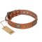 "Catchy Look" FDT Artisan Decorated Tan Leather Boxer Collar