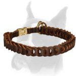Braided leather choke Boxer collar with quick release buckle for training and walking