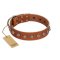 "Heroic Deeds" Designer Handmade FDT Artisan Tan Leather Boxer Collar