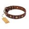 "Caprice of Fashion" FDT Artisan Brown Leather Boxer Collar with Round Decorations