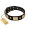 "Black Corsair" FDT Artisan Leather Boxer Collar with Old Bronze-like Skulls and Plates