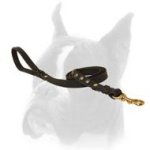 Leather Dog Leash 3/4 inch (20 mm) in width decorated with Studs and Braids