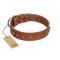 "Broadway" Handmade FDT Artisan Tan Leather Boxer Collar with Dotted Pyramids