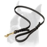 Leather Boxer Leash for Walking and Tracking