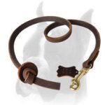 Leather Obedience Dog Leash with Pull Tab 2 foot for Boxer