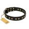 "Rhomb Style" FDT Artisan Decorated Leather Boxer Collar with Old Bronze-Plated Studs 1 1/2 inch (40 mm) Wide