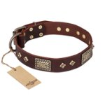 "Loving Owner" FDT Artisan Decorated Leather Boxer Collar with Plates and Studs
