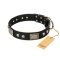 "Pirates Gold" FDT Artisan Black Leather Boxer Collar with Old Silver Look Plates and Skulls