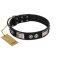 "Grand Wear" FDT Artisan Black Leather Boxer Collar with Shining Plates and Spiked Studs