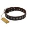"Stars of Glory" FDT Artisan Brown Leather Boxer Collar for Comfortable Walking