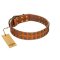 "Terra-cotta" FDT Artisan Tan Leather Boxer Collar with Two Rows of Studs