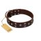 "Brown Shadow" Designer Handmade FDT Artisan Brown Leather Boxer Collar
