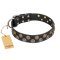 "Romantic Breeze" FDT Artisan Elegant Black Leather Boxer Collar - 1 1/2 inch (40 mm) wide