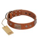 "Great Obelisk" Handcrafted FDT Artisan Tan Leather Boxer Collar with Large Plates and Pyramids