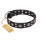 "Refined Essence" FDT Artisan Black Leather Boxer Collar with Silvery Studs