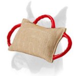 Dog bite pad made of jute with 3 handles