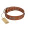 "Brave Spirit" Handmade FDT Artisan Designer Tan Leather Boxer Collar with Shields