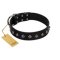 "Immense Power" Handcrafted FDT Artisan Black Leather Boxer Collar with Small Dotted Pyramids