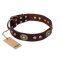 "Breath of Elegance" FDT Artisan Decorated with Plates Brown Leather Boxer Collar