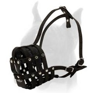 A perfect air flow Boxer leather dog muzzle
