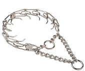 Original Chrome Plated Pinch Prong Collar for Obedience Training Boxer - 1/6 inch (3.99mm)