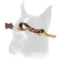 Short leather dog leash (pull tab leash)