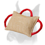 Dog bite pad made of jute with 3 handles