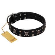 "Black Jack" Stylish Handmade FDT Artisan Black Leather Boxer Collar