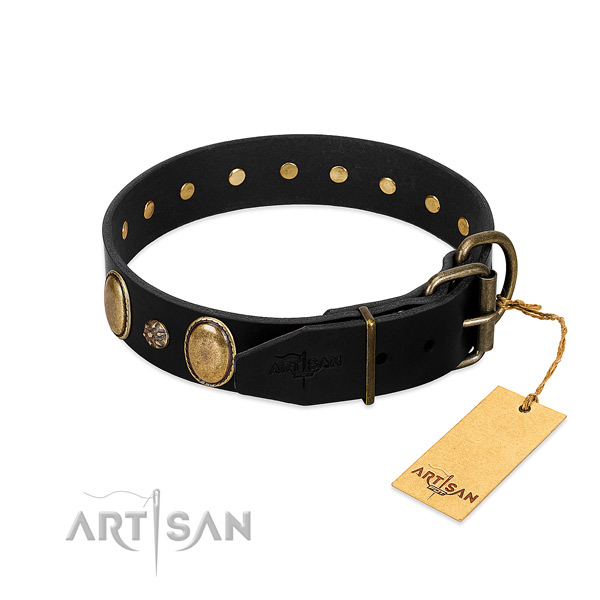 Walking top notch genuine leather dog collar