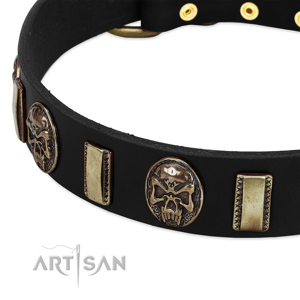 Corrosion resistant hardware on full grain leather dog collar for your dog