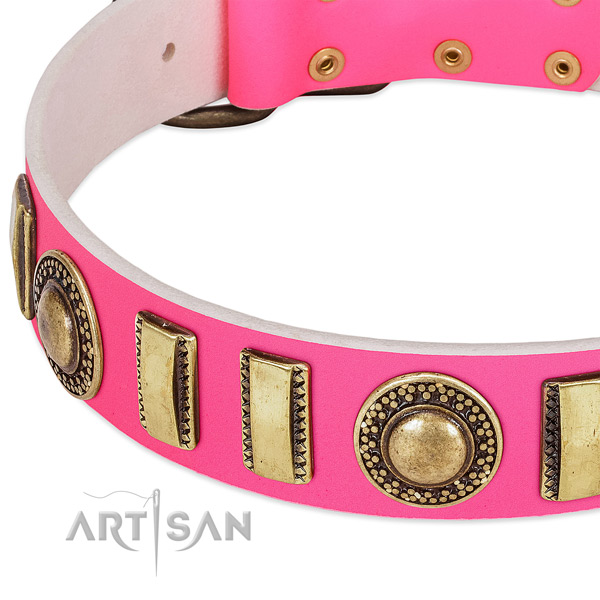 Flexible natural leather dog collar for your lovely canine