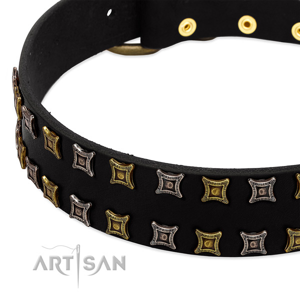 Soft to touch full grain natural leather dog collar for your beautiful pet