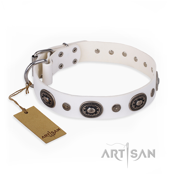 Gentle to touch genuine leather collar handcrafted for your doggie