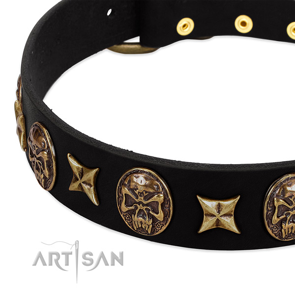 Durable hardware on full grain leather dog collar for your doggie