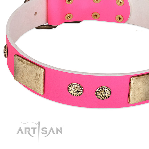 Rust-proof fittings on full grain leather dog collar for your canine