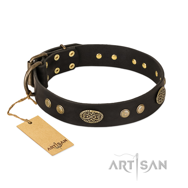 Rust resistant fittings on full grain natural leather dog collar for your dog