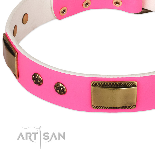 Rust-proof hardware on leather dog collar for your doggie
