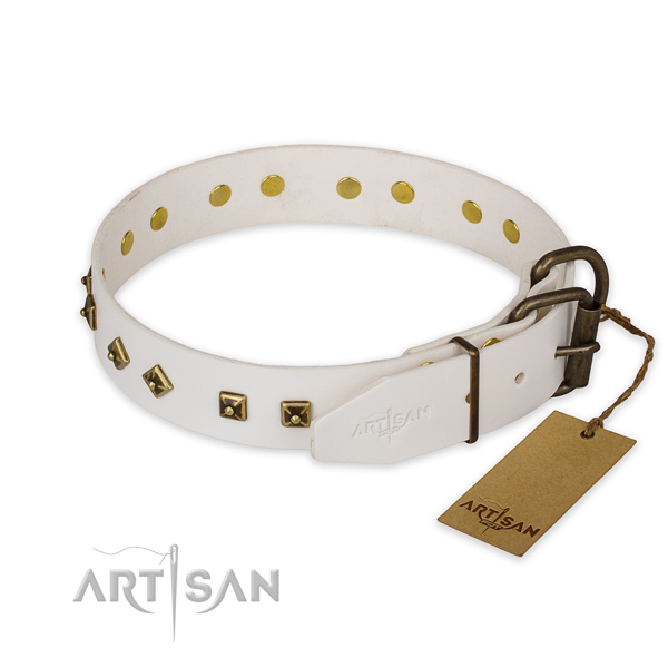 Strong hardware on genuine leather collar for basic training your canine