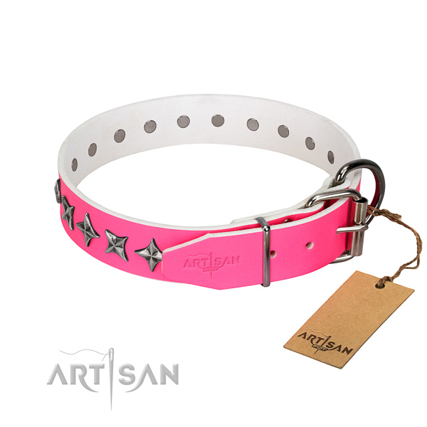 Fine quality genuine leather dog collar with amazing studs