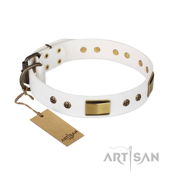 Top quality full grain natural leather collar for your doggie