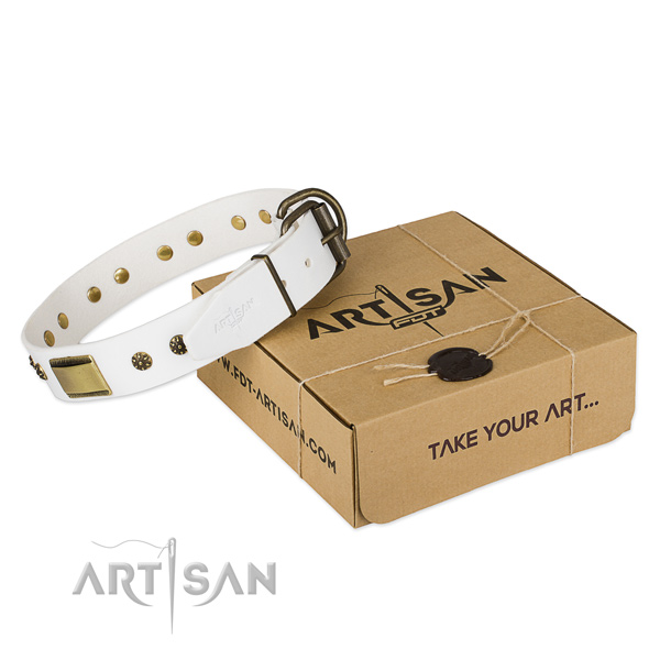 Easy to adjust full grain natural leather collar for your handsome pet