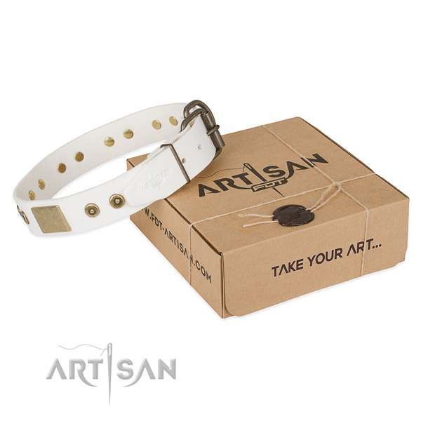 Easy to adjust genuine leather collar for your beautiful four-legged friend