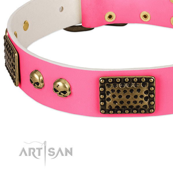 Rust resistant studs on full grain leather dog collar for your canine