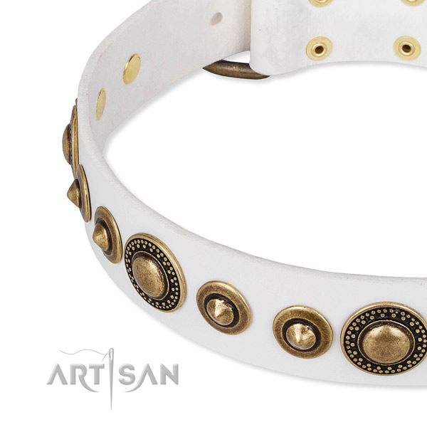 Soft genuine leather dog collar handmade for your impressive four-legged friend