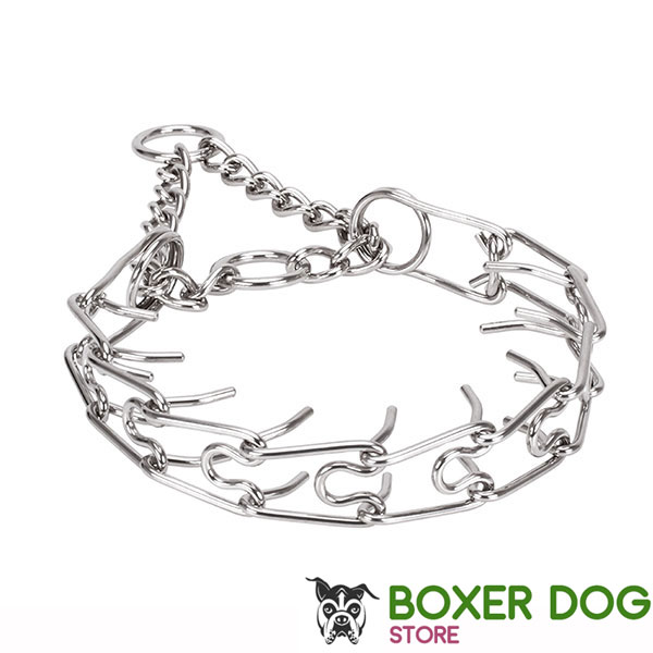 Corrosion resistant dog prong collar with stainless steel removable prongs